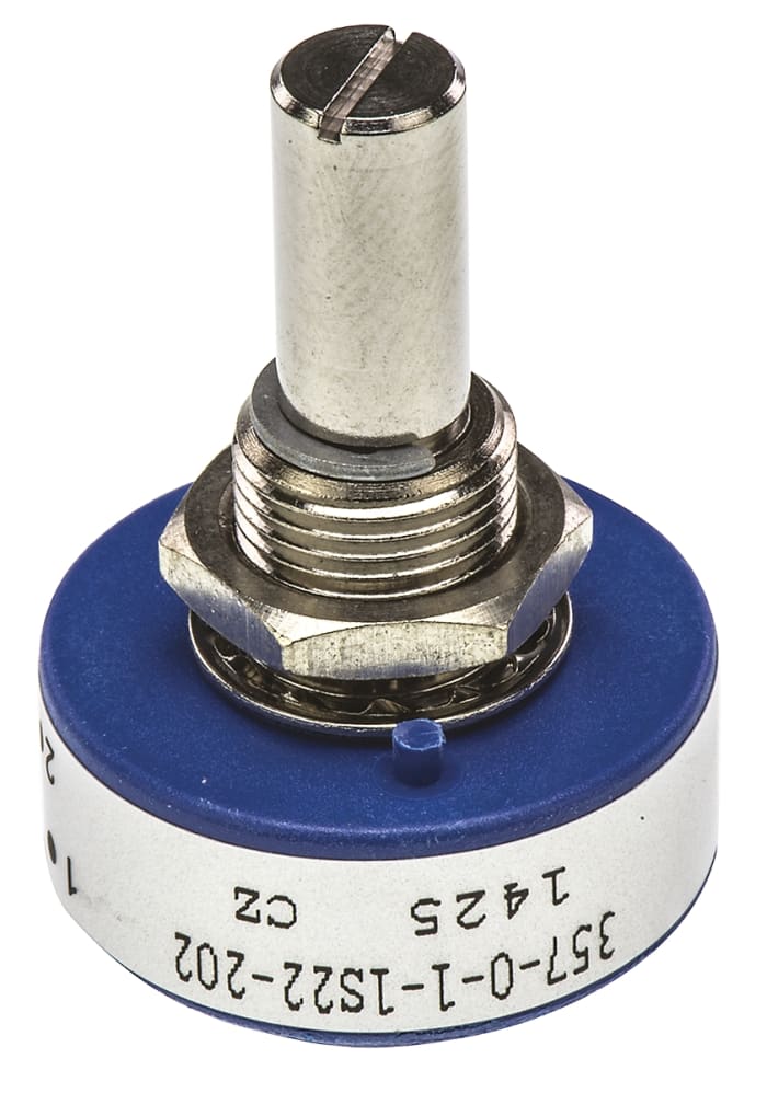 Vishay 357 2kΩ Rotary Potentiometer Continuous-Turns 1-Gang Panel Mount, 357B0202MAB251S22