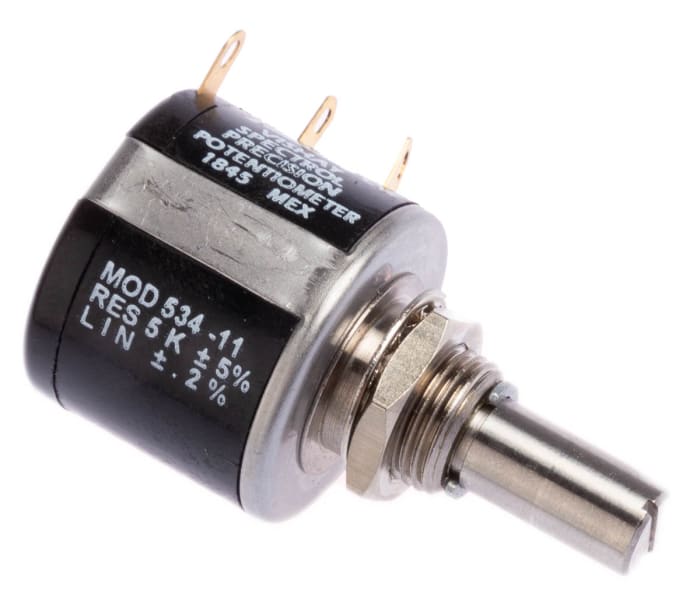 Vishay 534 5kΩ Rotary Potentiometer 10-Turns 1-Gang Panel Mount, 534B1502JL