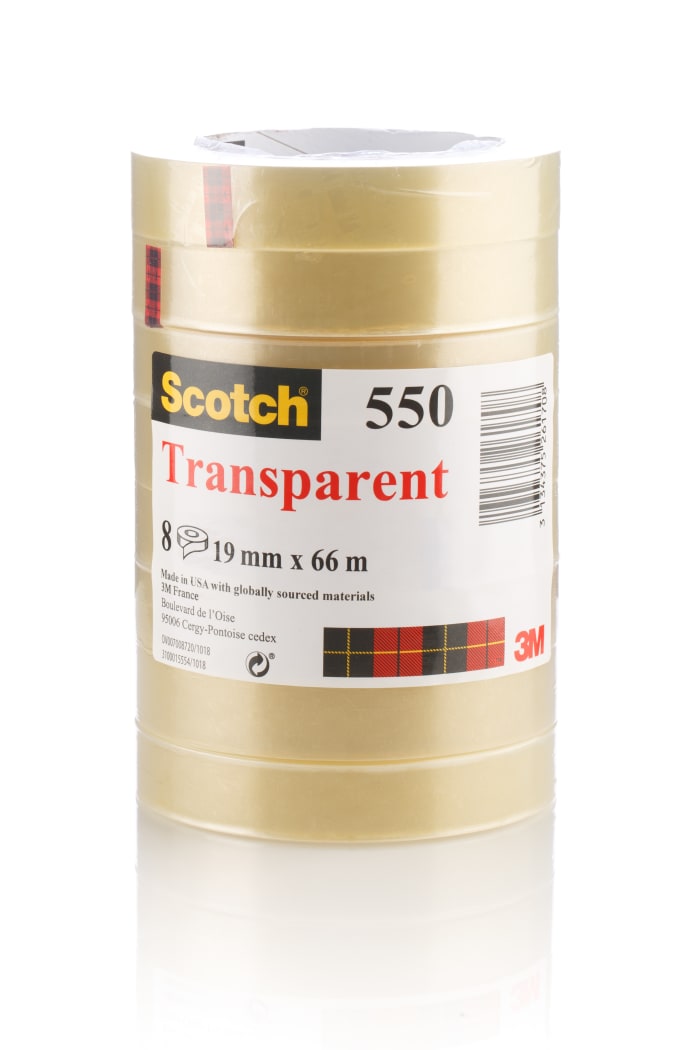 Cinta de oficina, Cinta adhesiva 3M 550 TAPE 19MMX66MTR Transparente 550, anch. 19mm, long. 66m Scotch 550