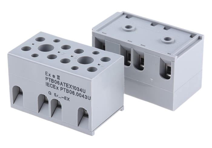 Phoenix Contact UK Series G 5/ 4-EX Non-Fused Terminal Block, 4-Way, 30A, 24 → 12 AWG Wire, Screw Down