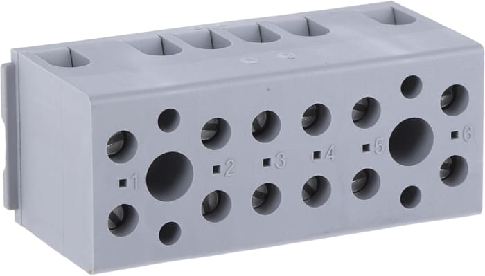 Phoenix Contact UK Series G 5/ 6-EX Non-Fused Terminal Block, 6-Way, 30A, 24 → 12 AWG Wire, Screw Down