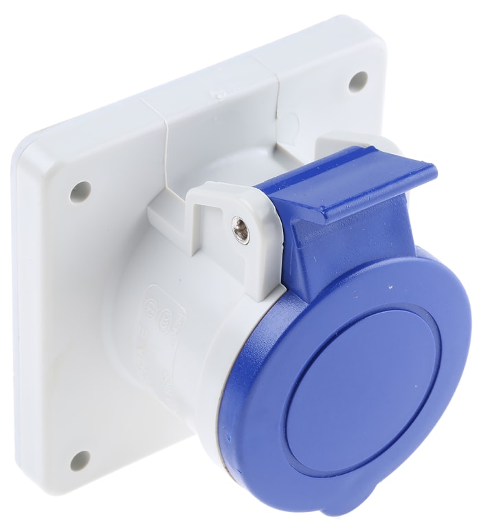 Scame IP44 Blue Panel Mount 2P + E Industrial Power Socket, Rated At 16A, 230 V