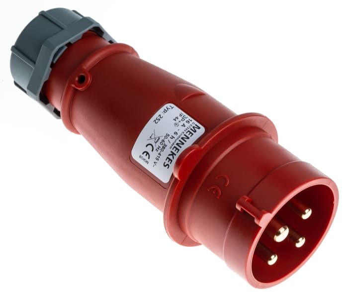 MENNEKES, AM-TOP IP44 Red Cable Mount 4P Industrial Power Plug, Rated At 16A, 400 V