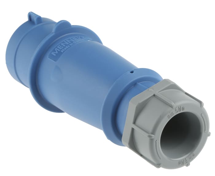 Conector de potencia industrial Macho, Formato 3P, Orientación Recto, AM-TOP, Azul, 230 V, 32A, IP44