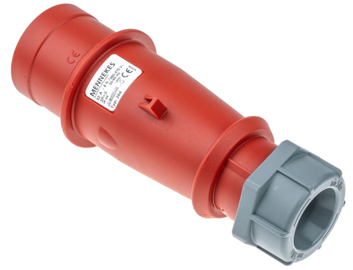 Conector de potencia industrial Macho, Formato 4P, Orientación Recto, AM-TOP, Rojo, 400 V, 32A, IP44