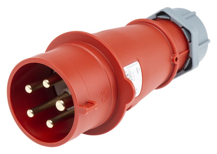 Mennekes Endüstriyel Fiş / Priz, Fiş, 3P+N+E, 415 V, 32A, Kablo Ucuna Monte, Kırmızı, IP44, AM-TOP Serisi