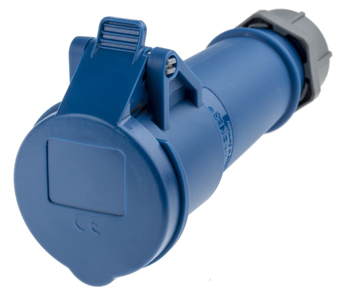 510 MENNEKES, MENNEKES, AM-TOP IP44 Blue Cable Mount 3P Industrial Power  Socket, Rated At 16A, 230 V, 464-6262