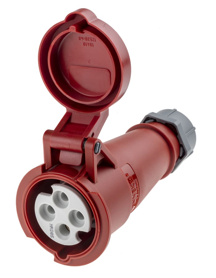 MENNEKES, AM-TOP IP44 Red Cable Mount 4P Industrial Power Socket, Rated At 16A, 400 V