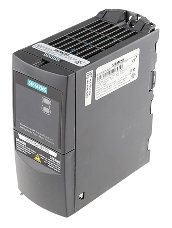 Variateur de fréquence Siemens MICROMASTER 420, 0,25 kW 230 V c.a. 1 phase, 3,2 A, 0 → 550Hz