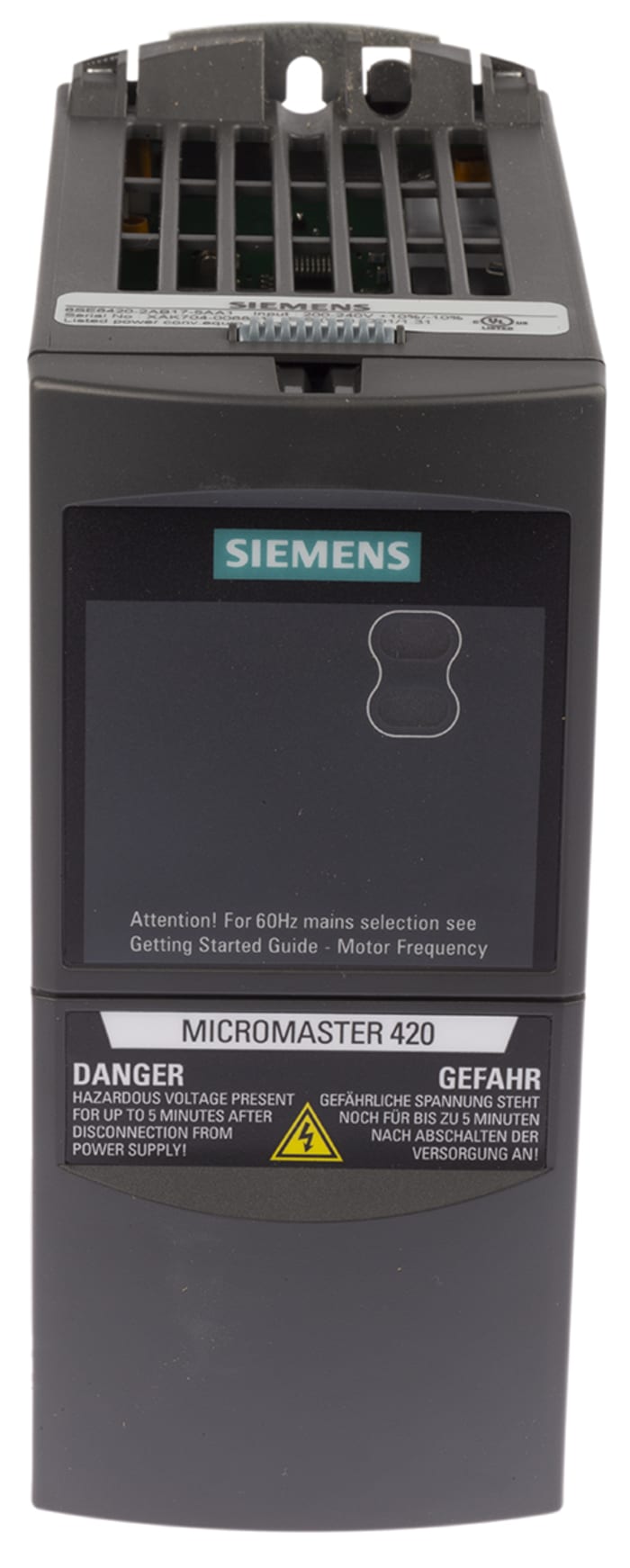 Siemens Inverter Drive, 0.75 kW, 1 Phase, 230 V ac, 8.2 A, MICROMASTER 420 Series