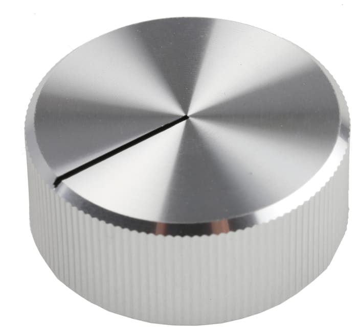 RS PRO 30mm Silver Potentiometer Knob for 6.4mm Shaft Splined