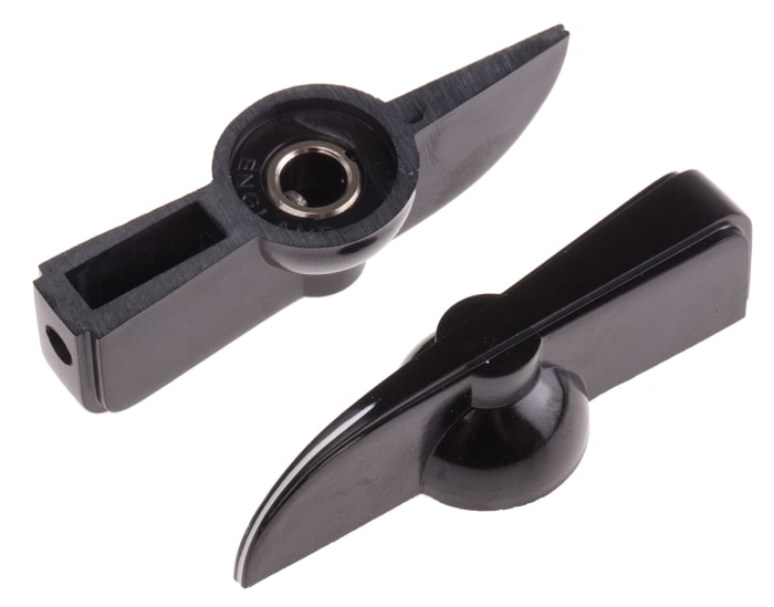 RS PRO Black Potentiometer Knob for 6.35mm Shaft