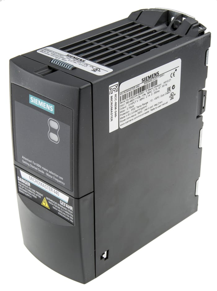 Variateur de fréquence Siemens MICROMASTER 440, 0,75 kW 400 V c.a. 3 phases, 3,7 A, 0 → 550Hz