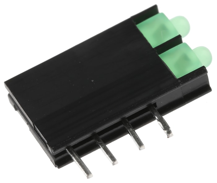 Indicateur à LED pour CI, Kingbright, L-4060VH/2GD, 2 LEDs, Vert, Traversant, Angle droit