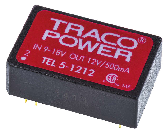 TRACOPOWER TEL 5 DC-DC Converter, 12V dc/ 500mA Output, 9 → 18 V dc Input, 5W, Through Hole, +85°C Max Temp