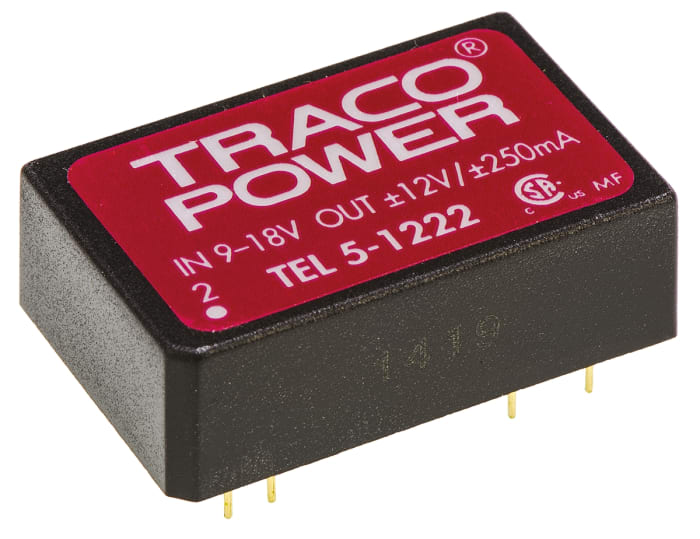 TRACOPOWER TEL 5 DC-DC Converter, ±12V dc/ ±250mA Output, 9 → 18 V dc Input, 5W, Through Hole, +85°C Max Temp