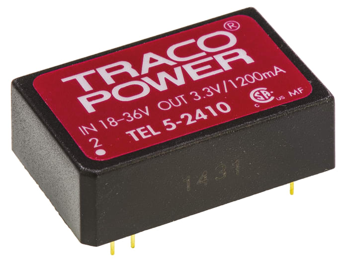 TRACOPOWER İzoleli DC-DC Dönüştürücüsü, 18 → 36 V dc / 3,3V dc, 5W, G/Ç İzolasyonu: 1,5kV