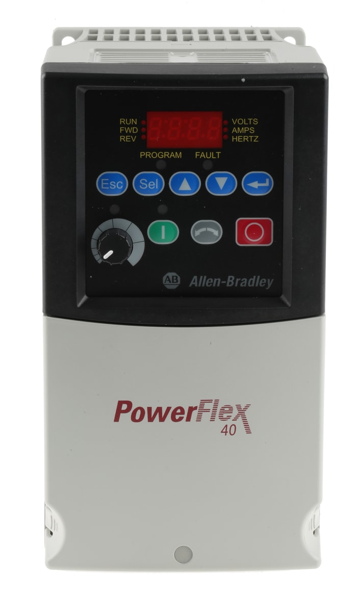 Allen Bradley Inverter Drive, 2.2 kW, 3 Phase, 480 V ac, 6 A, PowerFlex 40 Series
