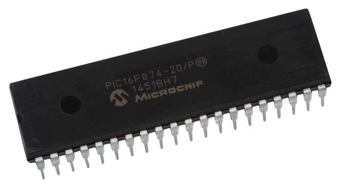 Microcontrolador Microchip PIC16F874-20/P, núcleo PIC de 8bit, RAM 192 B, 20MHZ, PDIP de 40 pines