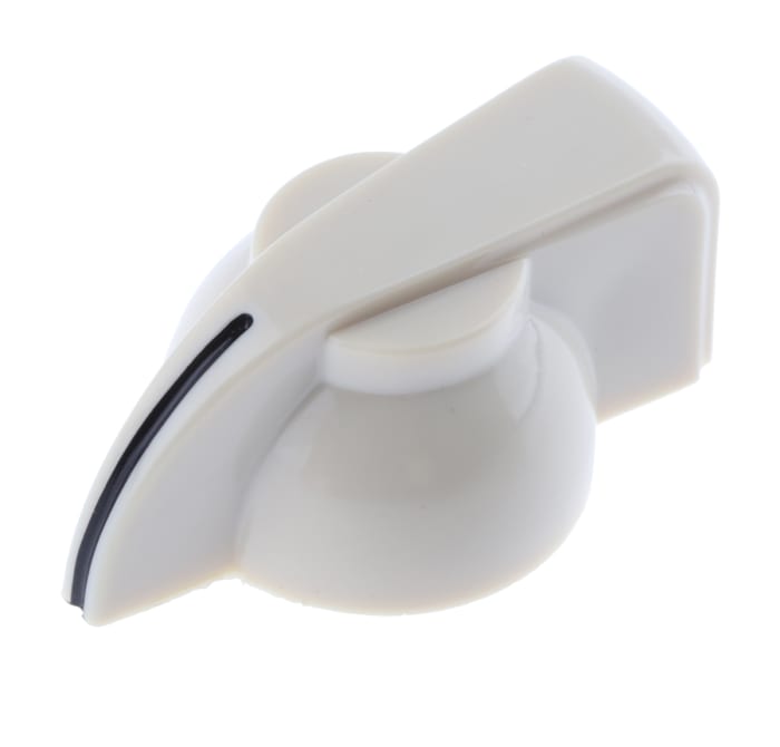 RS PRO 32mm Cream Potentiometer Knob for 6.35mm Shaft