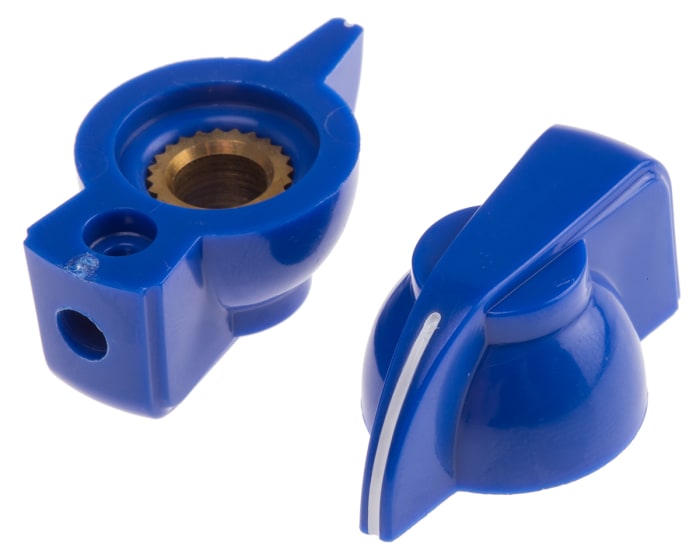 RS PRO 32mm Blue Potentiometer Knob for 6.35mm Shaft