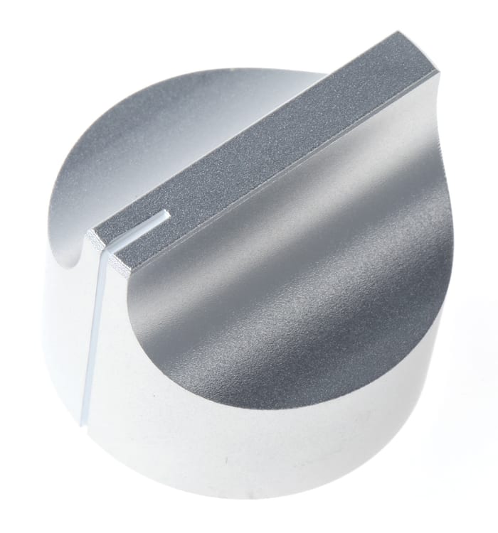 RS PRO 31.8mm Silver Potentiometer Knob for 6mm Shaft