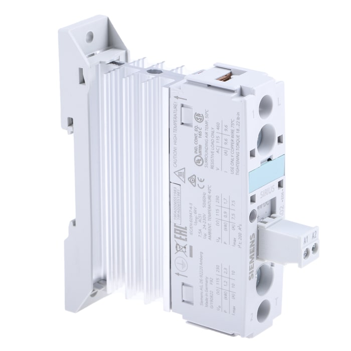 Siemens 3RF2 Series Solid State Relay, 10.5 A Load, DIN Rail Mount, 230 V Load, 24 V dc Control