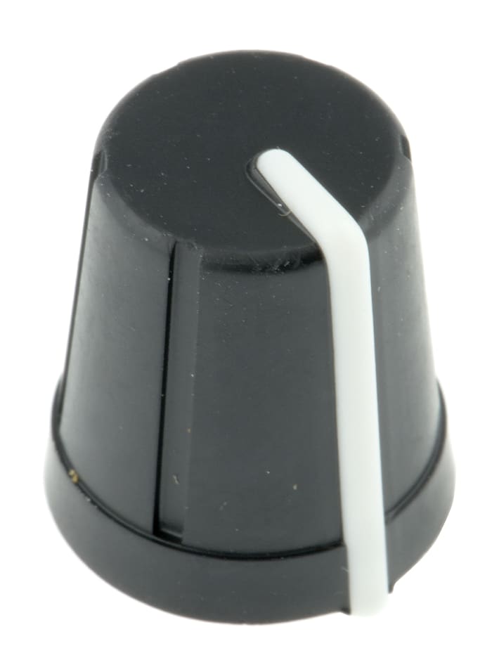 RS PRO RS PRO 13mm Black Potentiometer Knob for 6mm Shaft D Shaped