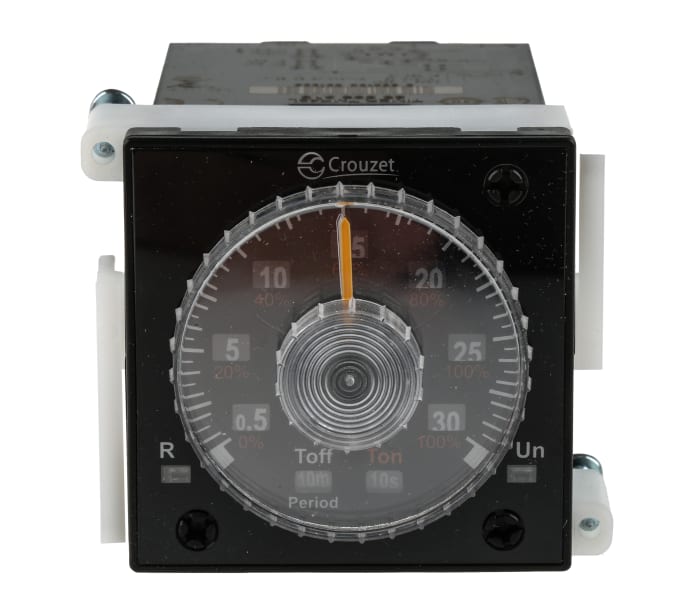 Crouzet Panel Mount Timer Relay, 12 → 240 V dc, 24 → 240V ac, 2-Contact, 0.02 → 300 h, 0.02