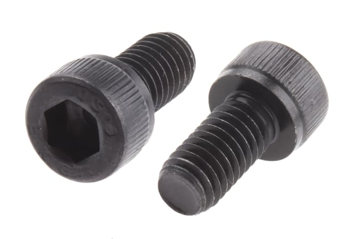 RS PRO Black, Self-Colour Steel Hex Socket Cap Screw, DIN 912, M6 x 12mm