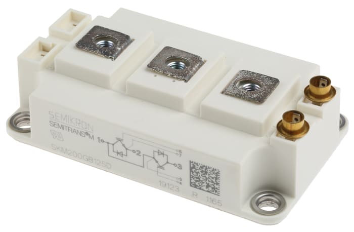 Semikron Danfoss SKM200GB125D Dual Half Bridge IGBT Module, 200 A 1200 V, 3-Pin SEMITRANS3, Panel Mount