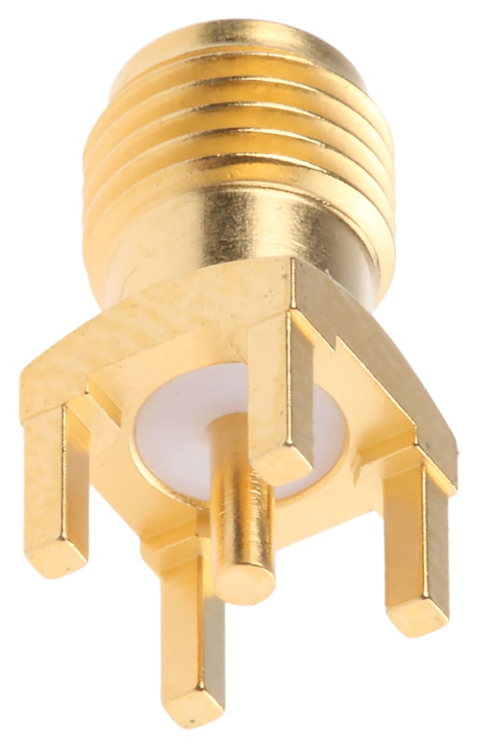 TE Connectivity Straight 50Ω Through Hole SMA Connector, Solder Termination Coaxial