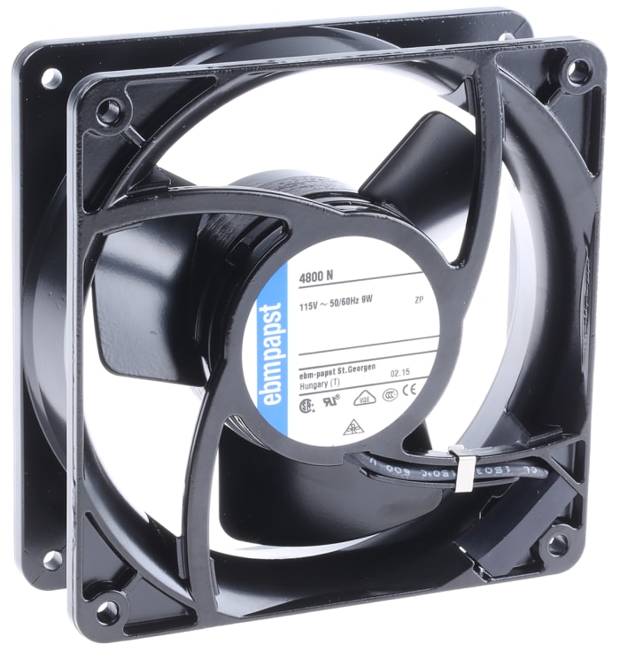 ebm-papst 4000 N Series Axial Fan, 115 V ac, AC Operation, 97m³/h, 9W, 78.3mA Max, 119 x 119 x 38mm