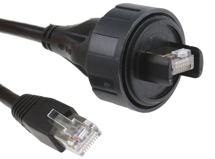 Bulgin, 3m Cat5e, Black RJ45 to Male RJ45 Male, S/FTP Shielded, Terminated PUR Sheath