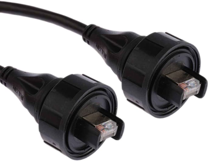 Bulgin Cat5e Straight Male RJ45 to Straight Male RJ45 Ethernet Cable, S/FTP, Black PUR Sheath, 3m