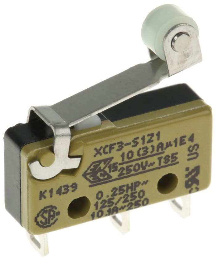Saia-Burgess Roller Lever Micro Switch, Solder Terminal, 10.1 A @ 250 V ac, SPDT, IP40