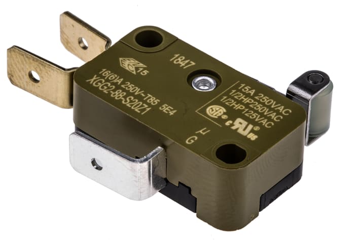 Saia-Burgess Roller Lever Micro Switch, Tab Terminal, 16 A @ 250 V ac, SP-CO, IP40