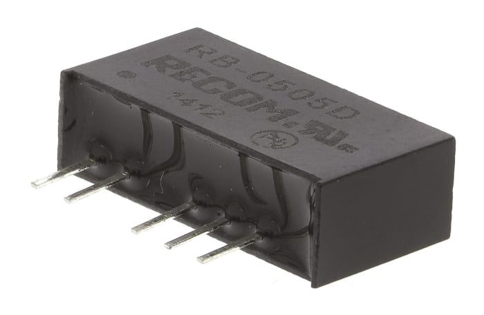 Recom RB DC-DC Converter, ±5V dc/ ±100mA Output, 4.5 → 5.5 V dc Input, 1W, Through Hole, +85°C Max Temp -40°C