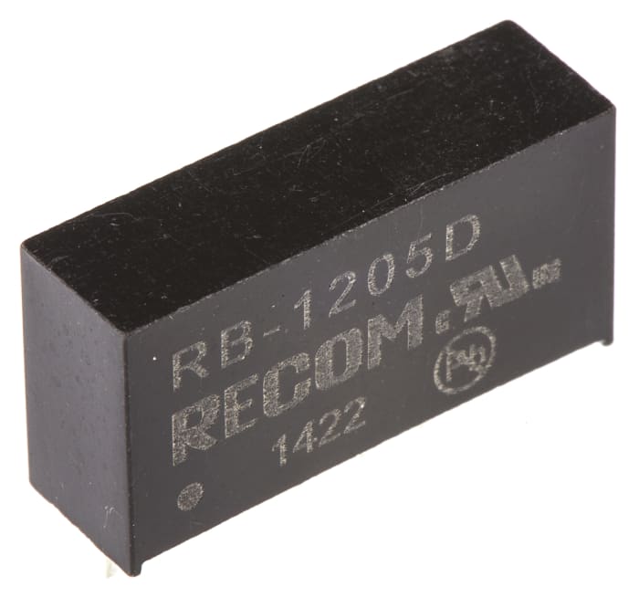 Recom RB DC-DC Converter, ±5V dc/ ±100mA Output, 10.8 → 13.2 V dc Input, 1W, Through Hole, +85°C Max Temp -40°C