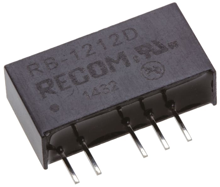 Recom RB DC-DC Converter, ±12V dc/ ±42mA Output, 10.8 → 13.2 V dc Input, 1W, Through Hole, +85°C Max Temp -40°C