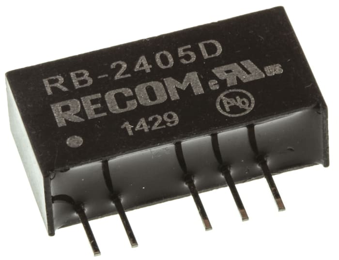 Recom İzoleli DC-DC Dönüştürücüsü, 21,6 → 26,4 V dc / ±5V dc, 1W, G/Ç İzolasyonu: 500V ac
