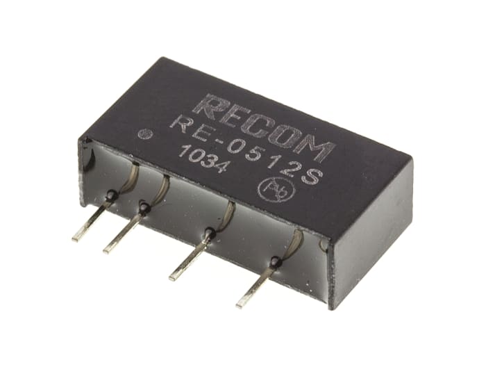 Recom RE DC-DC Converter, 12V dc/ 84mA Output, 4.5 → 5.5 V dc Input, 1W, Through Hole, +85°C Max Temp -40°C Min