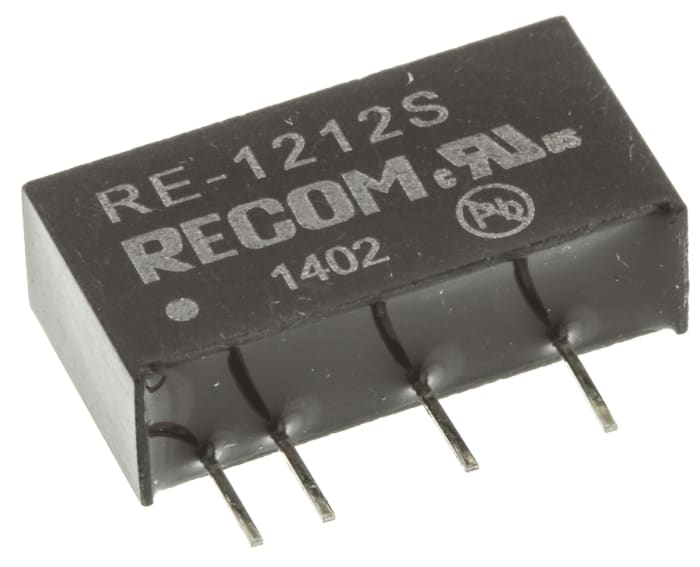 Recom RE DC-DC Converter, 12V dc/ 84mA Output, 10.8 → 13.2 V dc Input, 1W, Through Hole, +85°C Max Temp -40°C