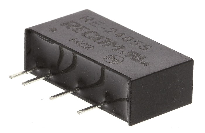 Recom RE DC-DC Converter, 5V dc/ 200mA Output, 21.6 → 26.4 V dc Input, 1W, Through Hole, +85°C Max Temp -40°C