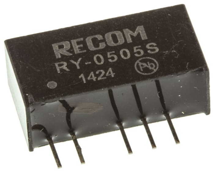 Recom RY DC-DC Converter, 5V dc/ 200mA Output, 4.75 → 5.25 V dc Input, 1W, Through Hole, +70°C Max Temp -40°C