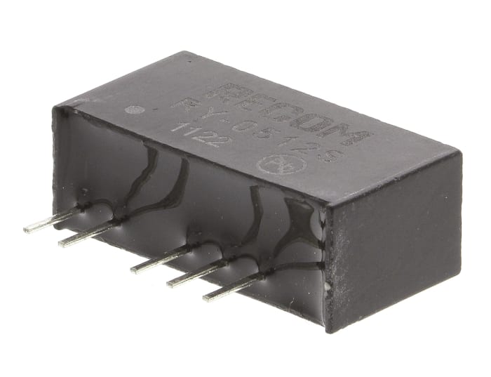 Recom RY DC-DC Converter, 12V dc/ 84mA Output, 4.75 → 5.25 V dc Input, 1W, Through Hole, +70°C Max Temp -40°C