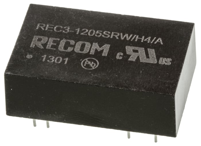 Recom REC3 DC-DC Converter, 5V dc/ 600mA Output, 9 → 18 V dc Input, 3W, Through Hole, +85°C Max Temp -40°C Min