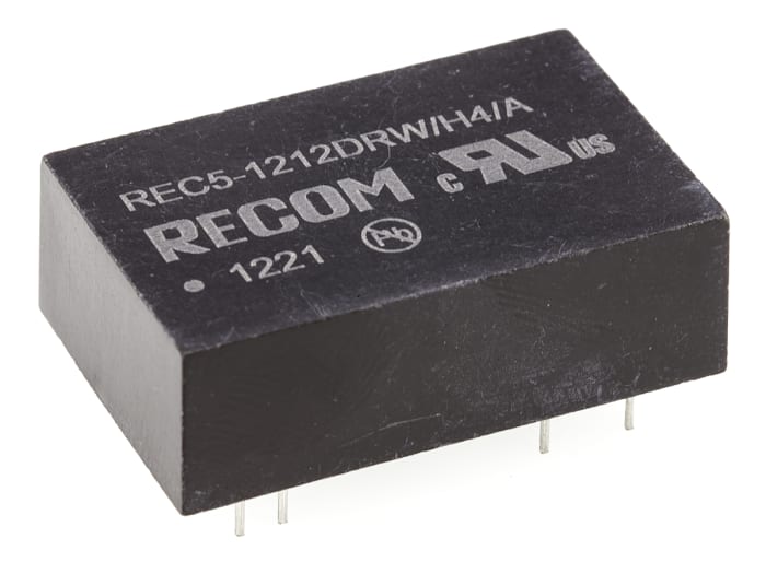 Recom REC5 DC-DC Converter, ±12V dc/ ±210mA Output, 9 → 18 V dc Input, 5W, Through Hole, +75°C Max Temp -25°C
