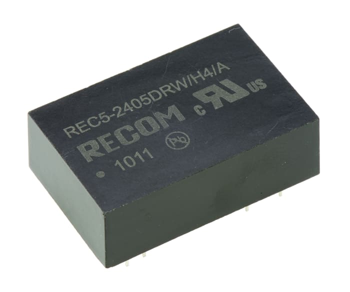 Recom REC5 DC-DC Converter, ±5V dc/ ±500mA Output, 18 → 36 V dc Input, 5W, Through Hole, +75°C Max Temp -25°C