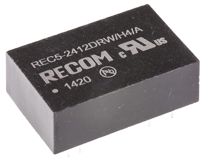 Recom REC5 DC-DC Converter, ±12V dc/ ±210mA Output, 18 → 36 V dc Input, 5W, Through Hole, +75°C Max Temp -25°C